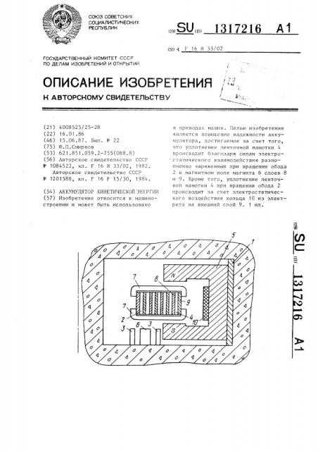Аккумулятор кинетической энергии (патент 1317216)