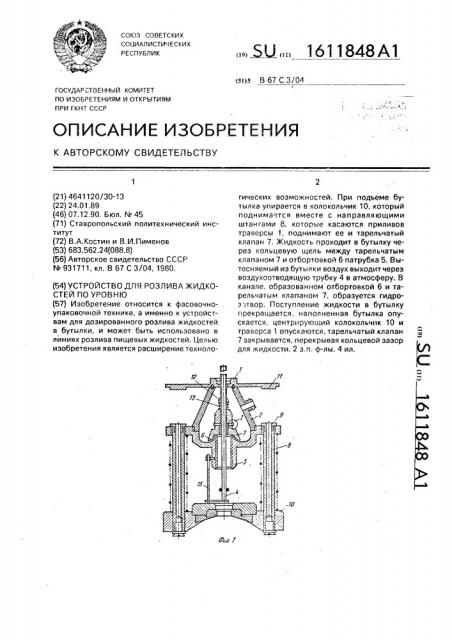 Устройство для розлива жидкостей по уровню (патент 1611848)