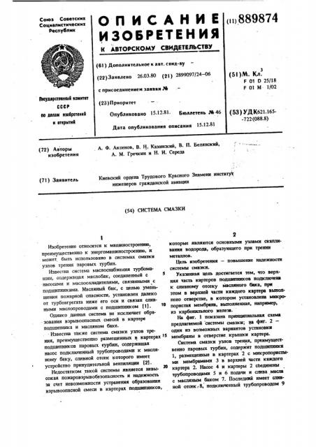 Система смазки (патент 889874)
