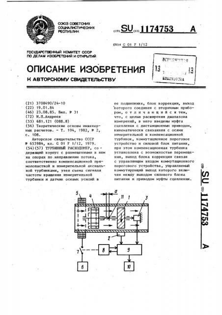 Турбинный расходомер (патент 1174753)