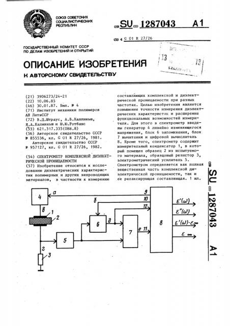 Спектрометр комплексной диэлектрической проницаемости (патент 1287043)