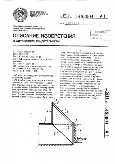 Способ возведения противофильтрационной завесы (патент 1483004)