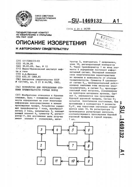 Устройство для определения степени трещиноватости горных пород (патент 1469132)