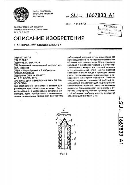 Зонд для измерения рн или эндоскопии (патент 1667833)