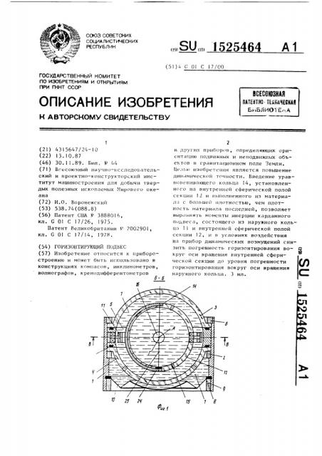 Горизонтирующий подвес (патент 1525464)