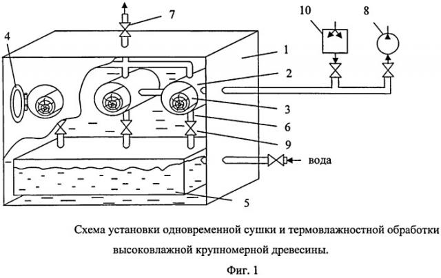 Способ сушки и термовлажностной обработки крупномерной древесины (патент 2520272)