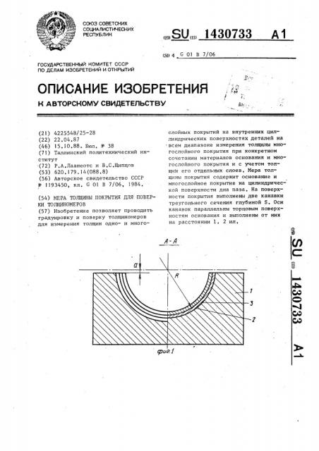 Мера толщины покрытия для поверки толщиномеров (патент 1430733)