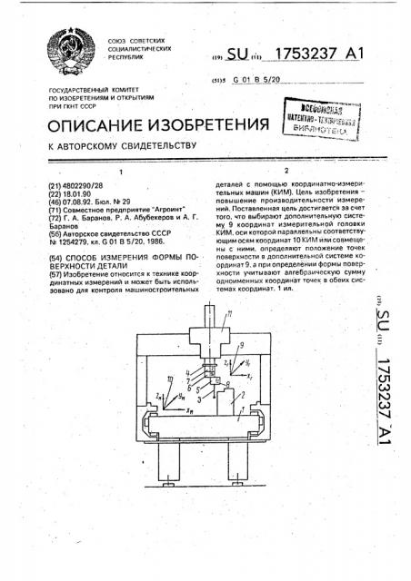 Способ измерения формы поверхности детали (патент 1753237)