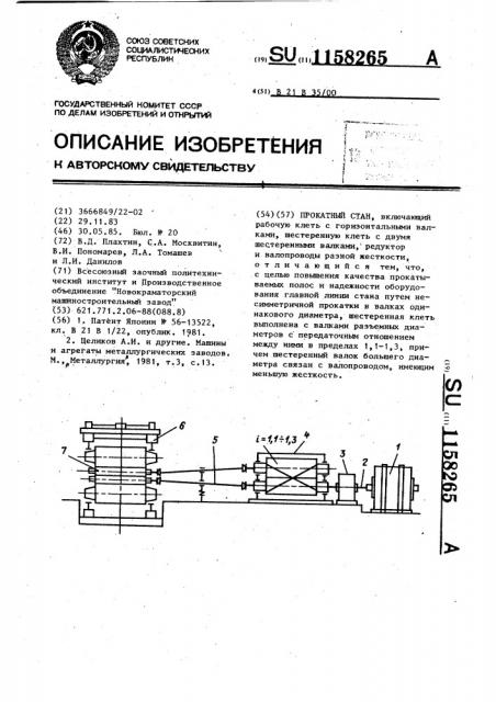 Прокатный стан (патент 1158265)