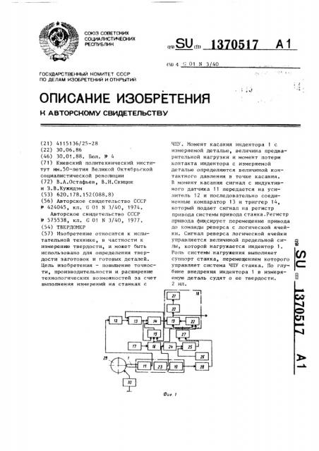 Твердомер (патент 1370517)