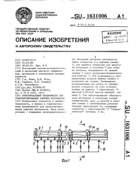 Горизонтальный пневможелоб для транспортирования сыпучих материалов (патент 1631006)