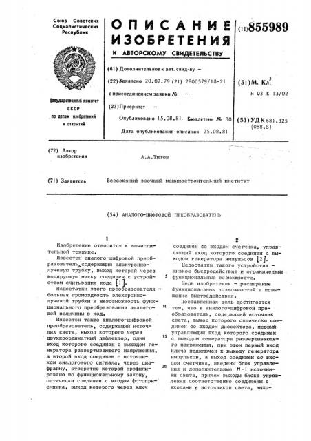 Аналого-цифровой преобразователь (патент 855989)