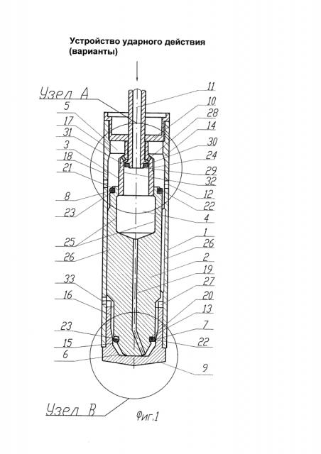 Устройство ударного действия (варианты) (патент 2640602)
