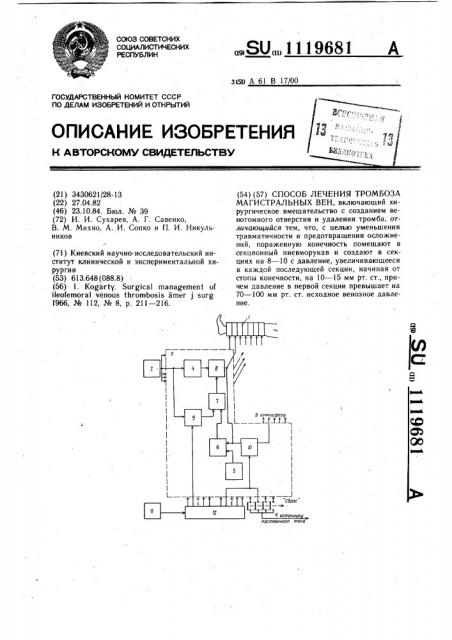 Способ лечения тромбоза магистральных вен (патент 1119681)