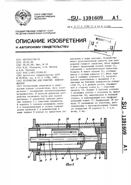 Устройство для очистки поверхностей (патент 1391609)