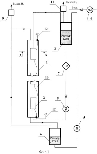 Электролизер для получения водорода и кислорода из воды (патент 2501890)