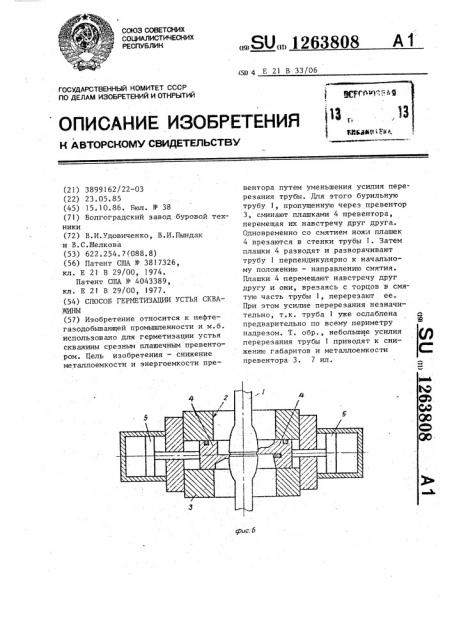 Способ герметизации устья скважины (патент 1263808)