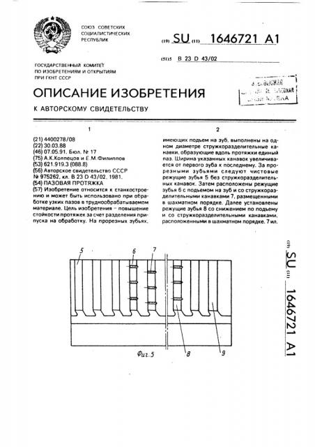 Пазовая протяжка (патент 1646721)