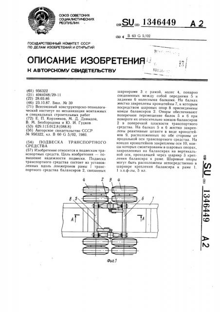 Подвеска транспортного средства (патент 1346449)