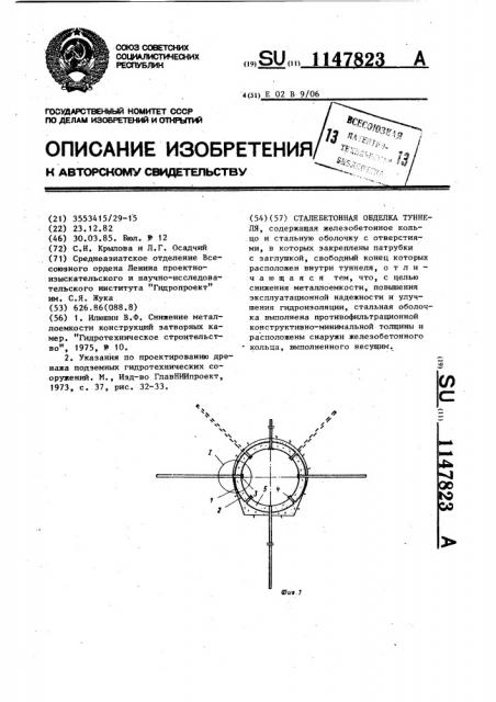 Сталебетонная обделка туннеля (патент 1147823)