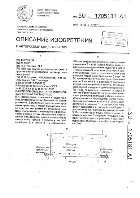 Способ очистки танка изолированного балласта от ила (патент 1705181)