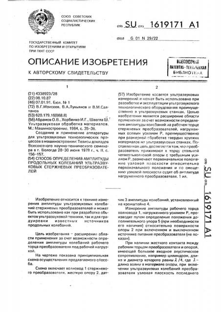 Способ определения амплитуды продольных колебаний ультразвуковых стержневых преобразователей (патент 1619171)