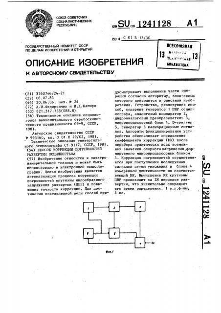 Способ коррекции погрешностей развертки осциллографа (патент 1241128)