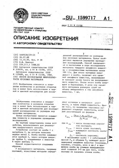 Способ исследования микропористости кусковых материалов (патент 1599717)