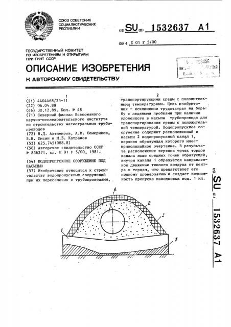 Водопропускное сооружение под насыпью (патент 1532637)