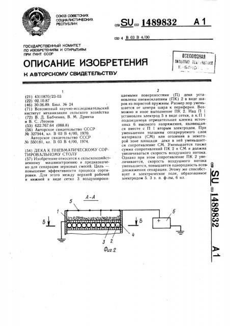 Дека к пневматическому сортировальному столу (патент 1489832)
