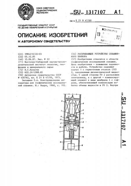 Раскрывающее устройство скважинного прибора (патент 1317107)