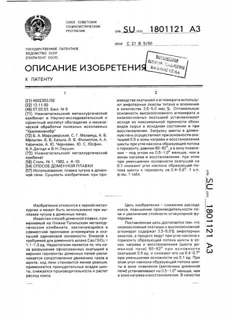 Способ доменной плавки (патент 1801121)