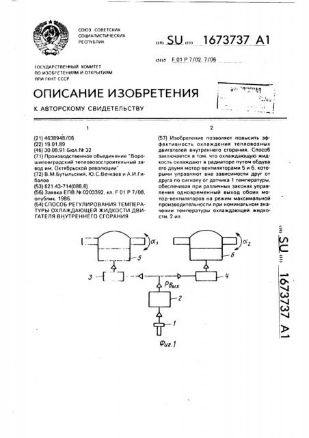 Способ регулирования температуры охлаждающей жидкости двигателя внутреннего сгорания (патент 1673737)