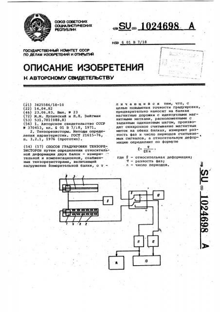 Способ градуировки тензорезисторов (патент 1024698)