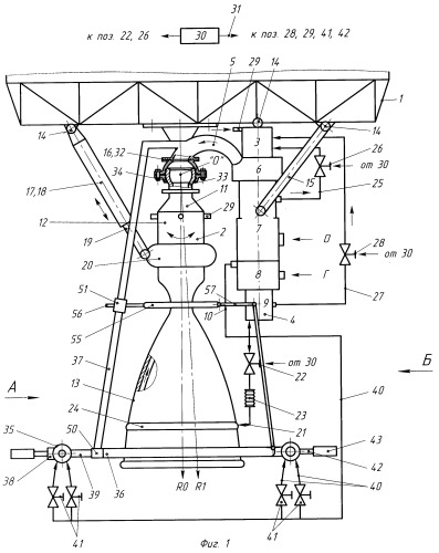 Жидкостный ракетный двигатель с управляемым вектором тяги и блок сопел крена (патент 2431756)