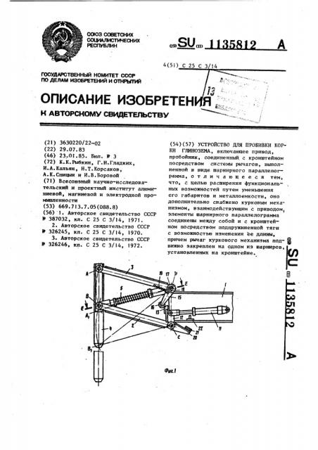 Устройство для пробивки корки глинозема (патент 1135812)