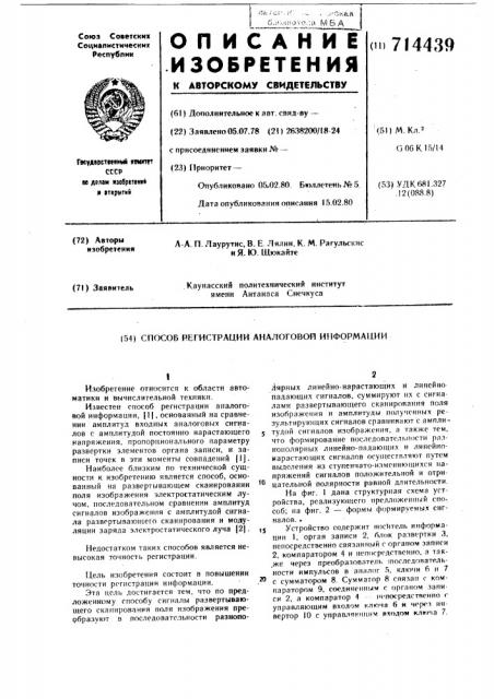 Способ регистрации аналоговой информации (патент 714439)