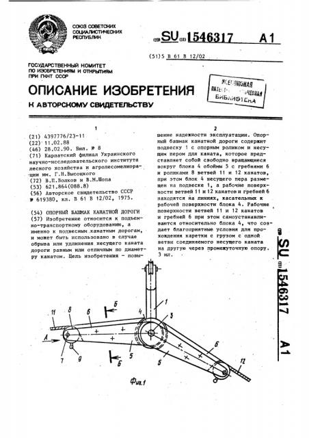 Опорный башмак канатной дороги (патент 1546317)