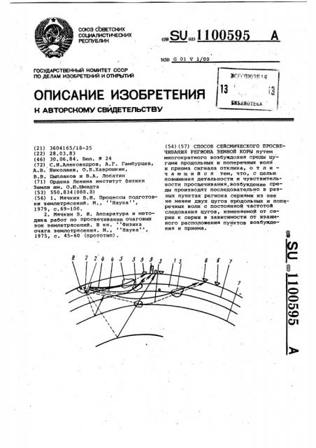 Способ сейсмического просвечивания региона земной коры (патент 1100595)