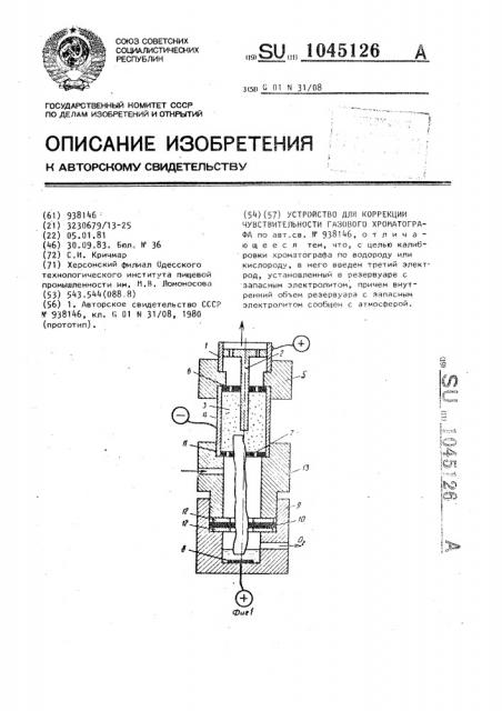 Устройство для коррекции чувствительности газового хроматографа (патент 1045126)