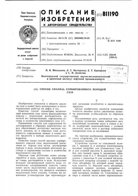 Способ анализа сорбированногопородой газа (патент 811190)