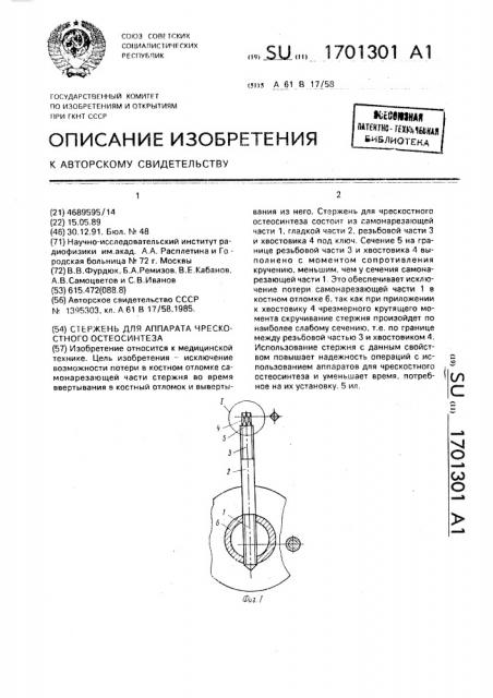 Стержень для аппарата чрескостного остеосинтеза (патент 1701301)