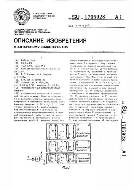 Многочастотная малогабаритная антенна (патент 1705928)
