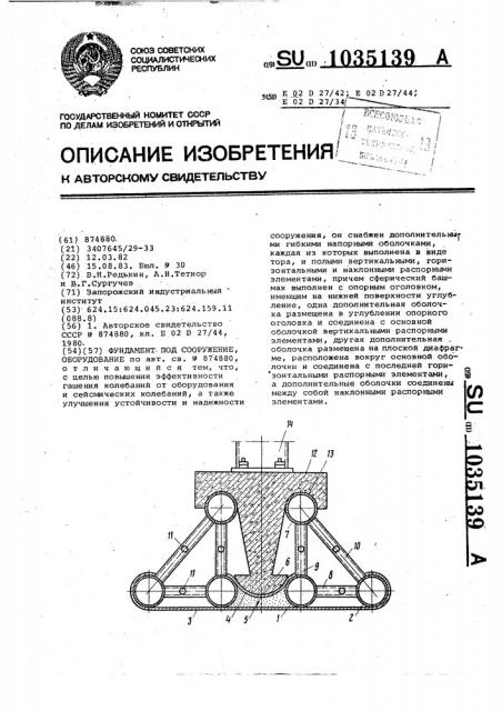 Фундамент под сооружение,оборудование (патент 1035139)