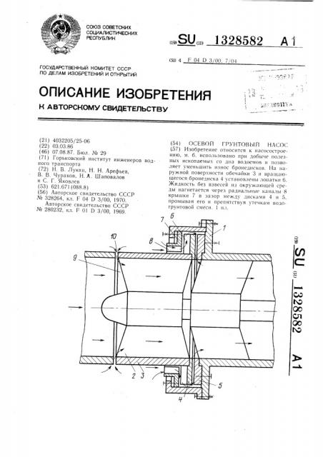 Осевой грунтовый насос (патент 1328582)