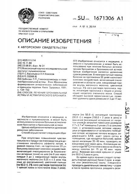 Способ лечения бронхиальной астмы и астматического бронхита (патент 1671306)