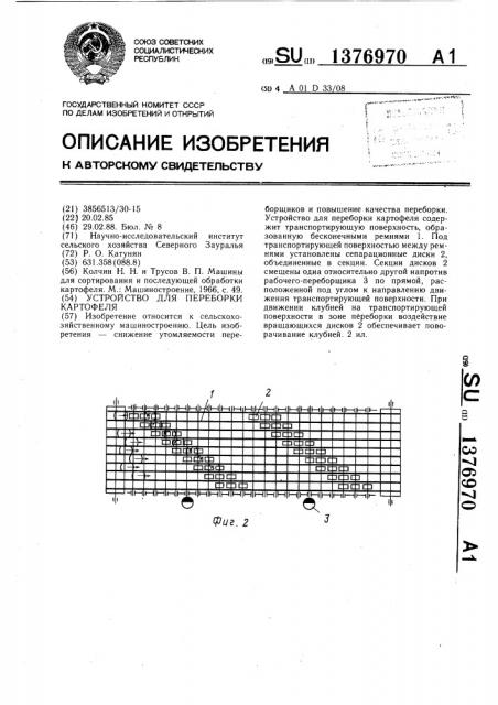 Устройство для переборки картофеля (патент 1376970)