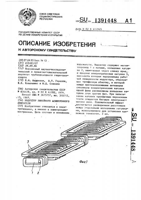 Индуктор линейного асинхронного двигателя (патент 1391448)