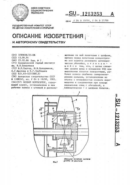 Осевой вентилятор (патент 1213253)