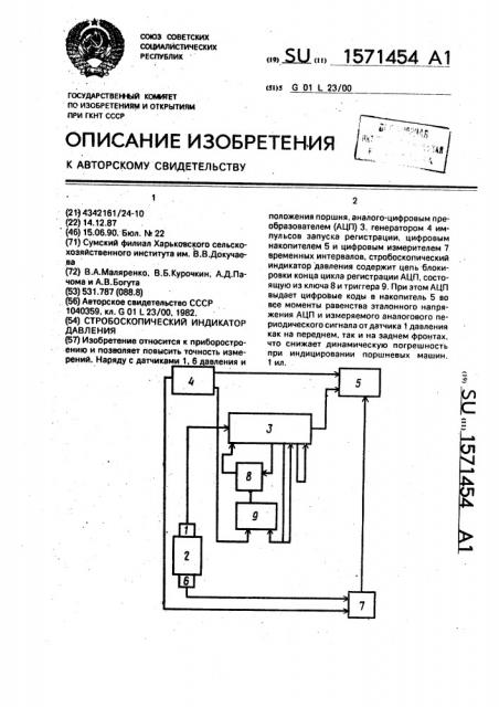 Стробоскопический индикатор давления (патент 1571454)